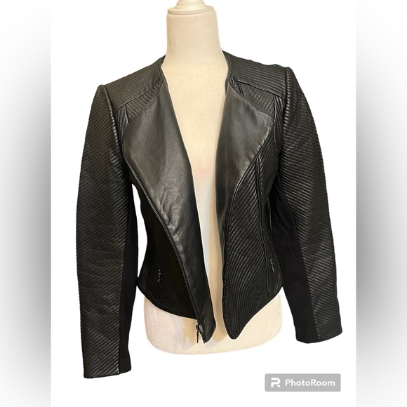 BCBG MAX AZRIA brand faux leather biker jacket. Size S. Gently worn. - Picture 1 of 7